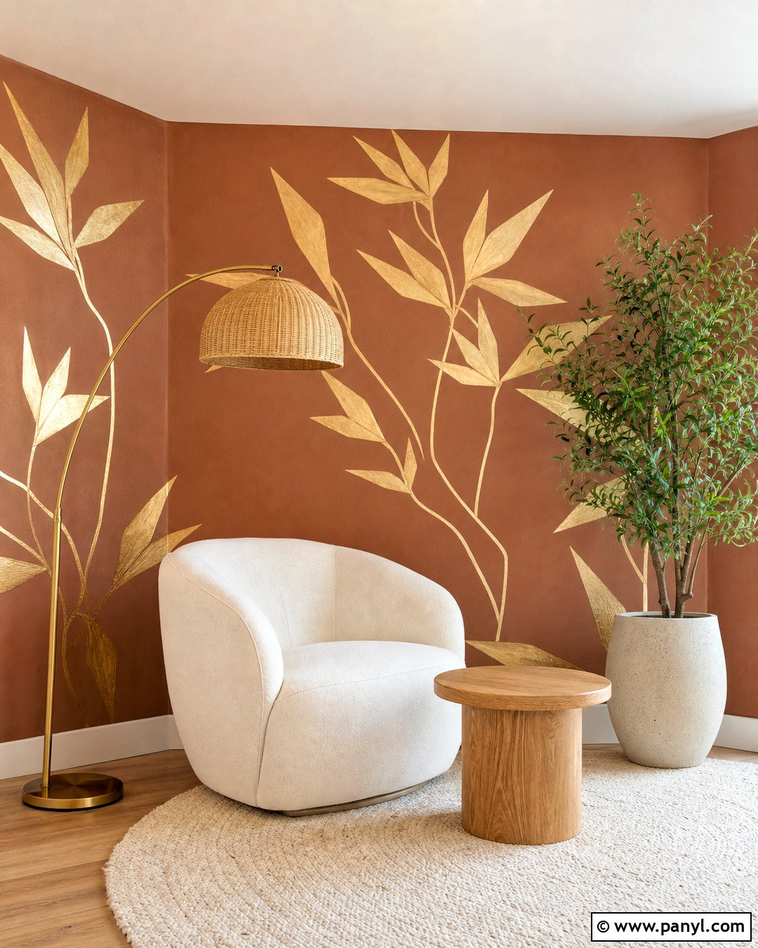 Gold Tape Botanical Wall - 20 gold tape wall design ideas