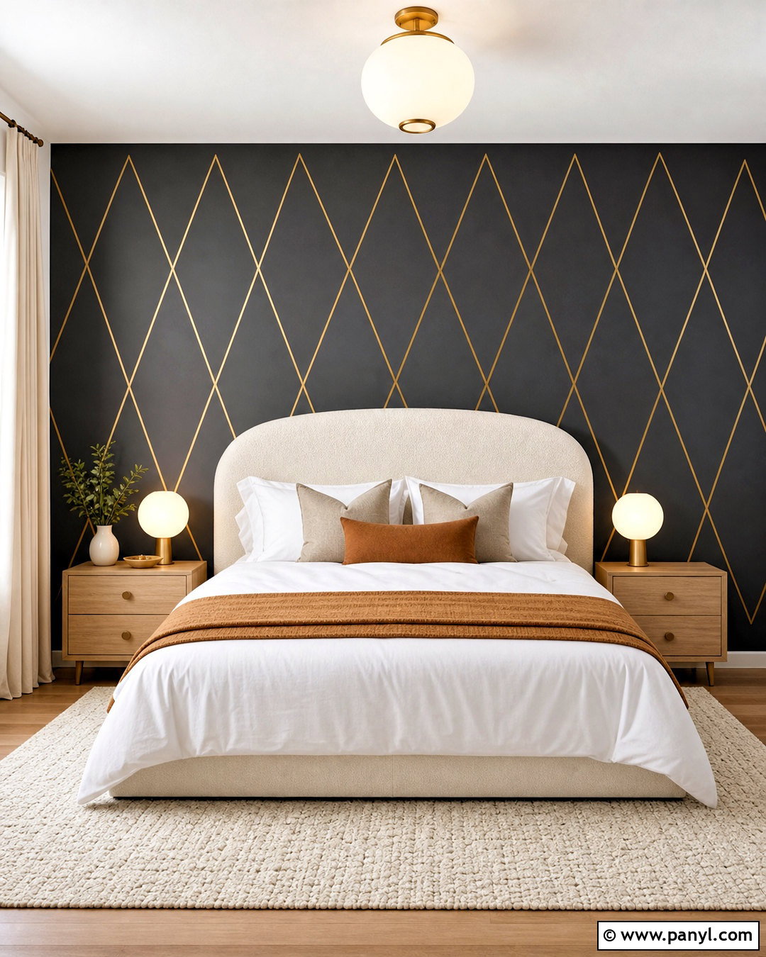 Gold Tape Diamond Wall - 20 gold tape wall design ideas