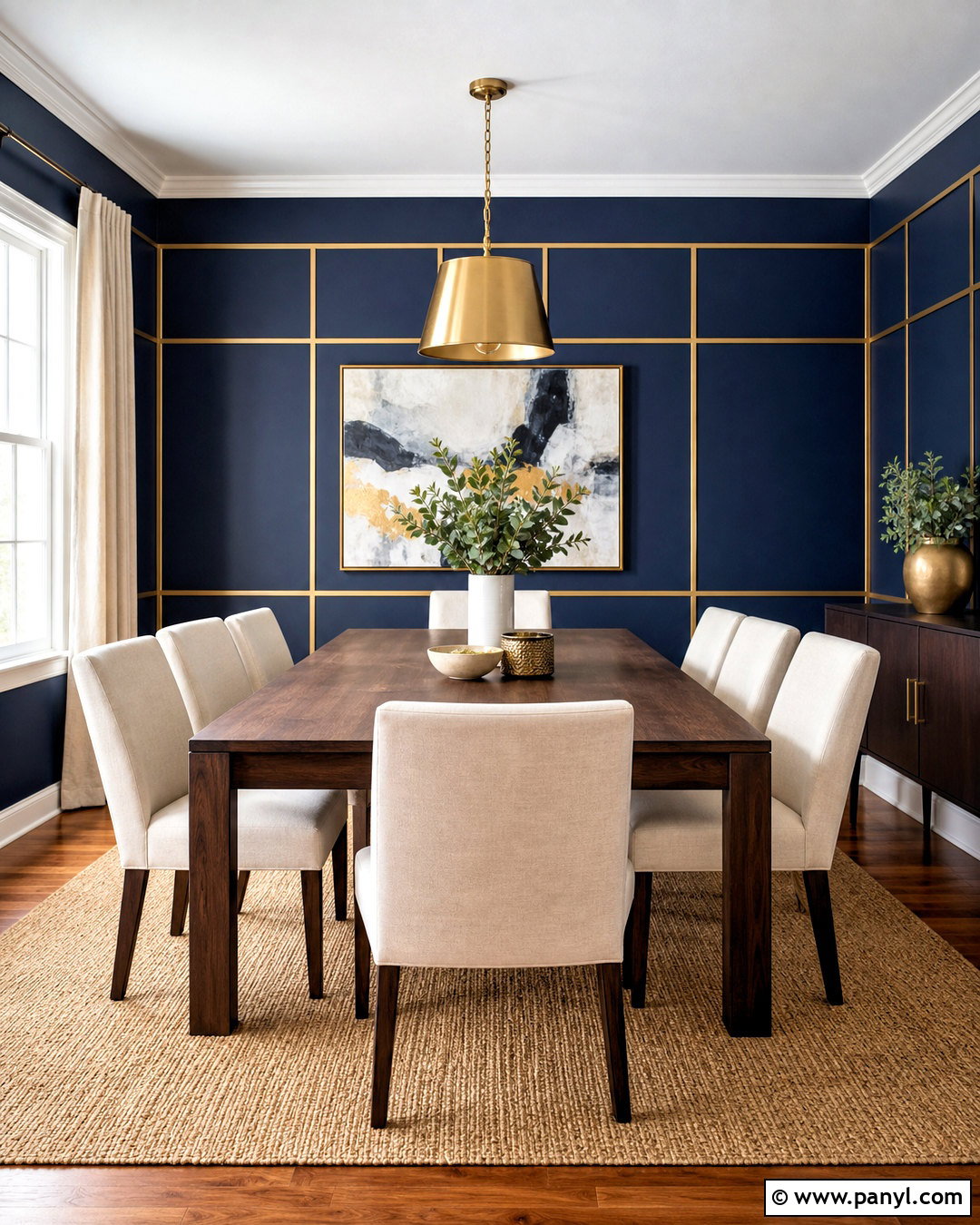 Gold Tape Grid Wall - 20 gold tape wall design ideas