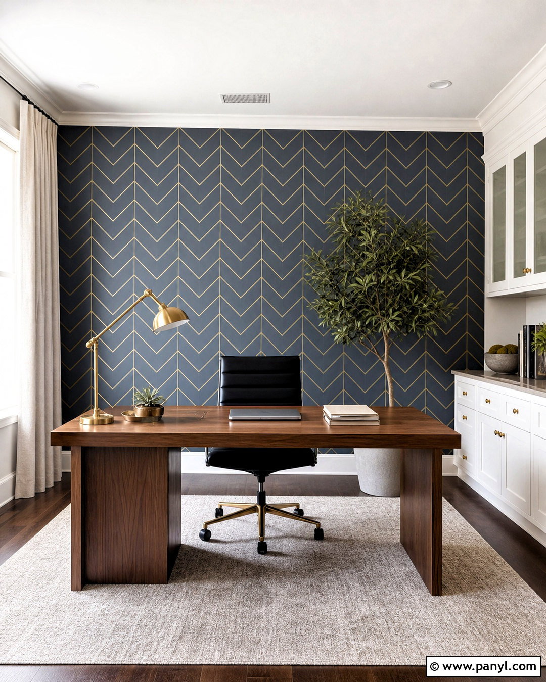 Gold Tape Herringbone Wall - 20 gold tape wall design ideas