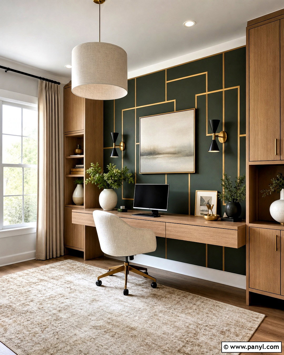 Gold Tape Home Office Wall - 20 gold tape wall design ideas