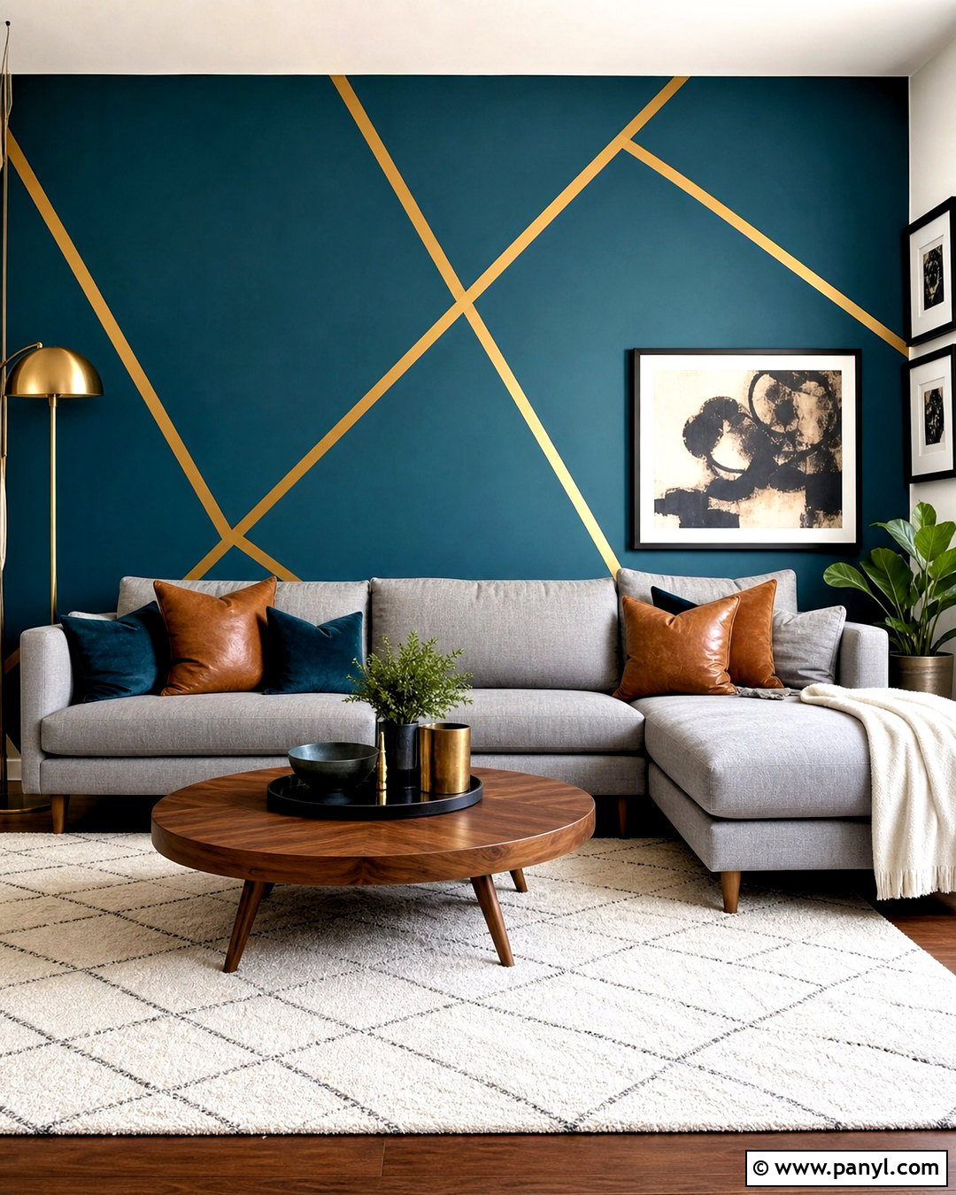 Gold Tape Living Room Accent Wall - 20 gold tape wall design ideas