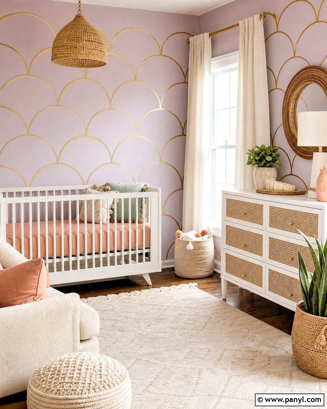Gold Tape Scallop Wall - 20 gold tape wall design ideas