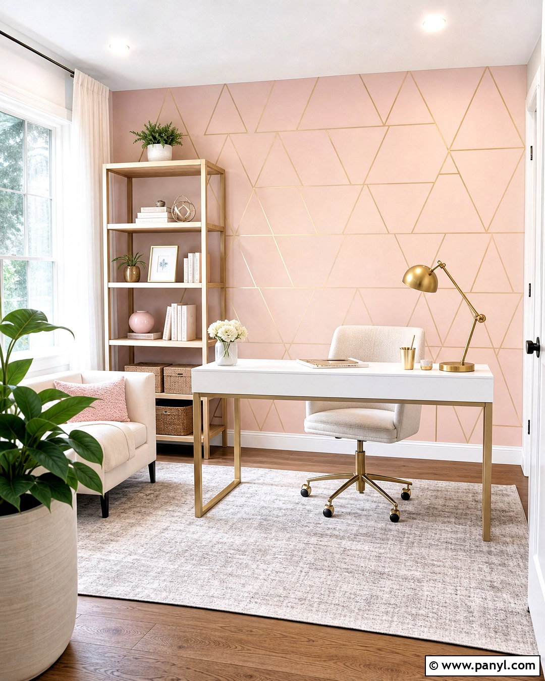 Gold Tape Triangle Wall - 20 gold tape wall design ideas