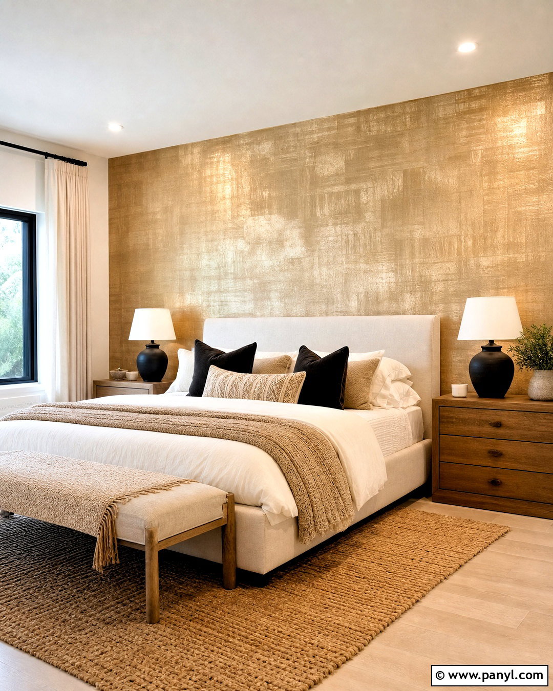 Gold Textured Paint Accent Wall - 20 gold accent wall ideas