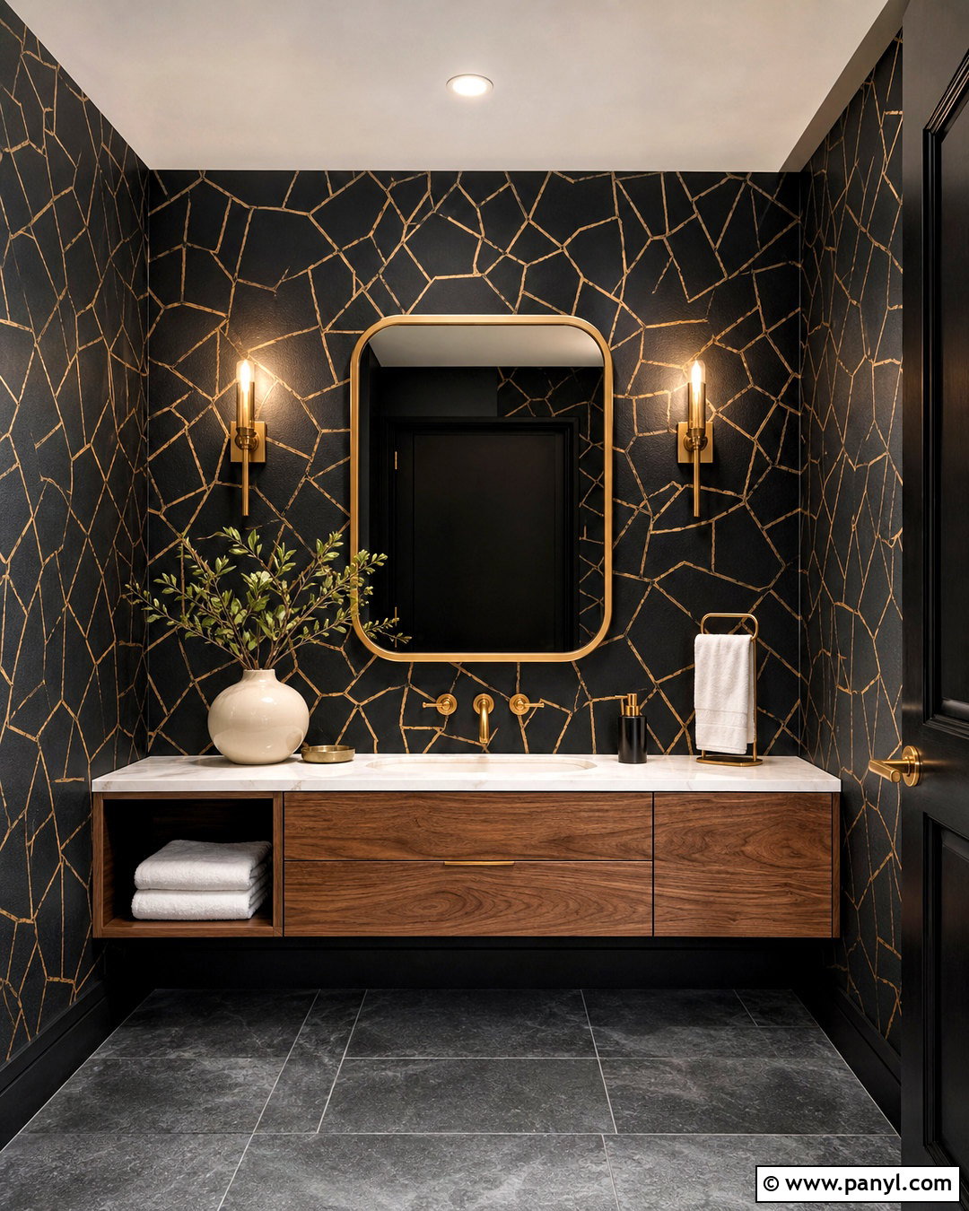 Gold Textured Powder Room - 20 gold texture ideas