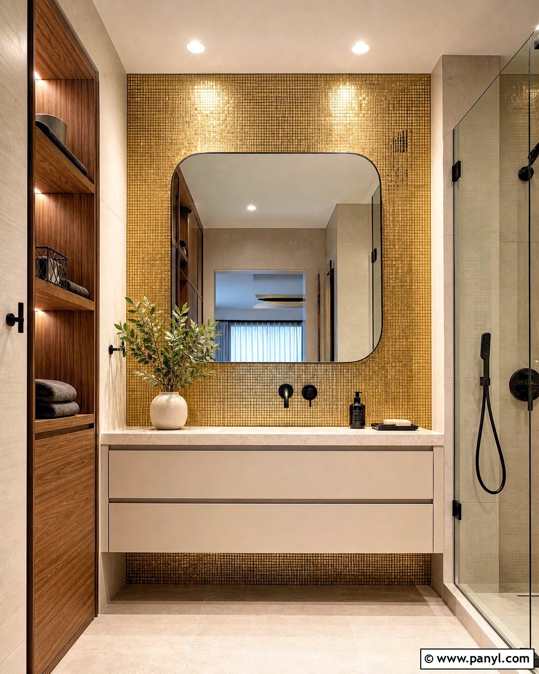 Gold Tile Accent Wall - 20 gold accent wall ideas