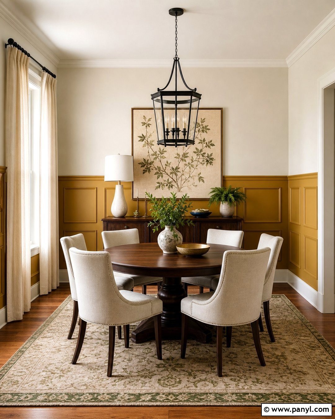 Gold Wainscoting Dining Room - 30 Golden Wall Paint Ideas