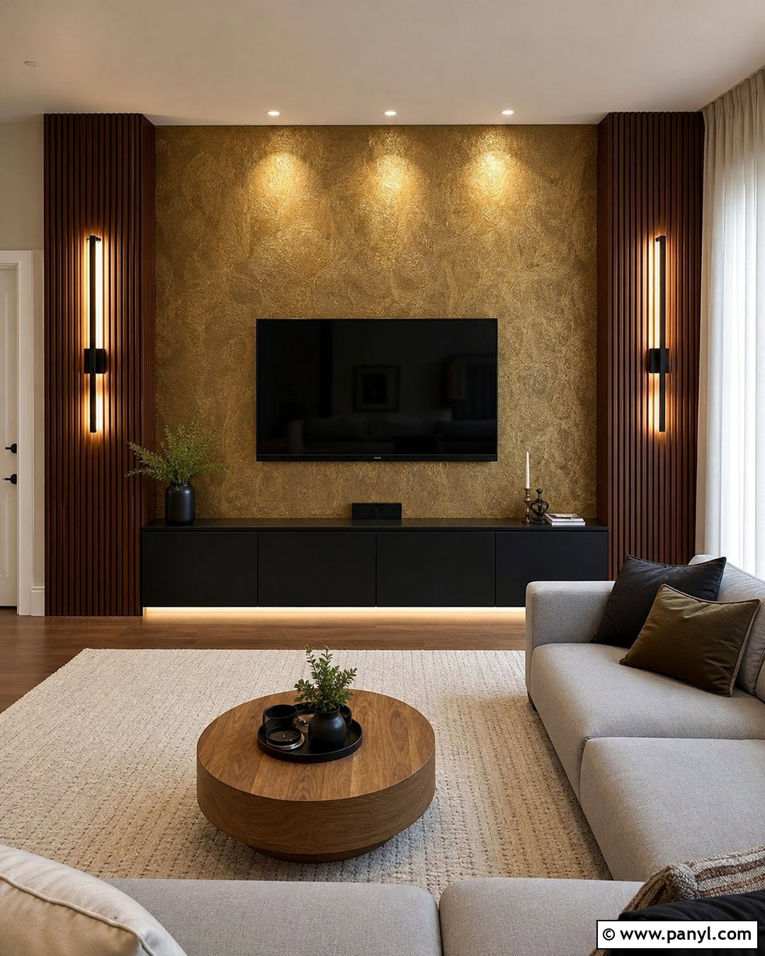 Gold Wall Behind TV - 35 Gold Walls