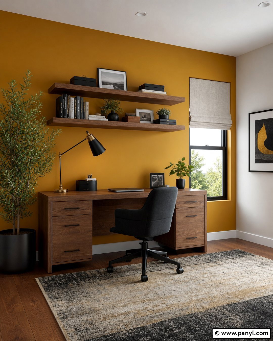Gold Wall Home Office - 35 Gold Walls