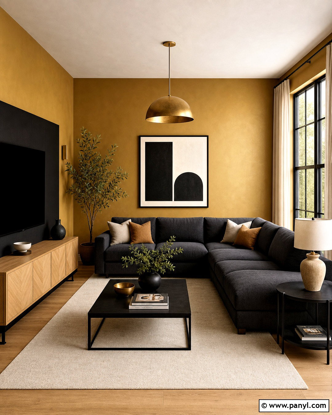 Gold Wall Paint With Black Accents - 20 gold wall paint living room ideas