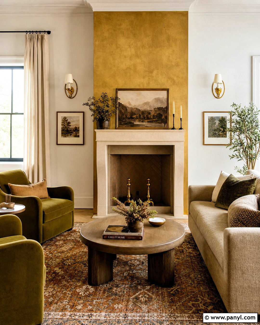 Gold Wall Paint With Fireplace - 20 gold wall paint living room ideas