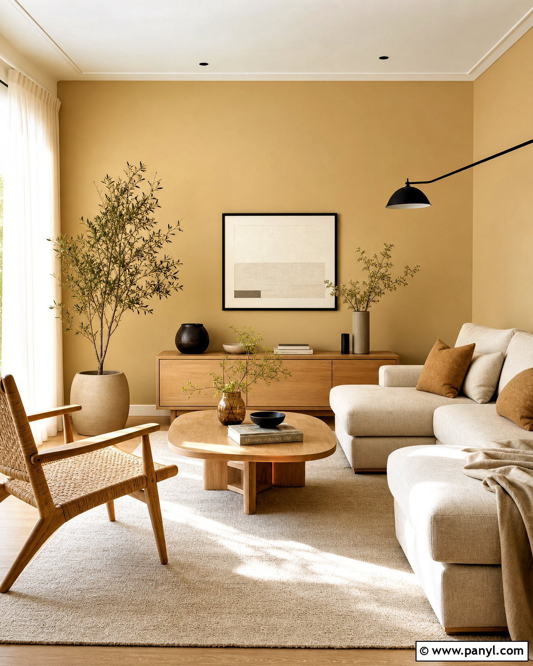 Gold Wall Paint With Light Oak Furniture - 20 gold wall paint living room ideas