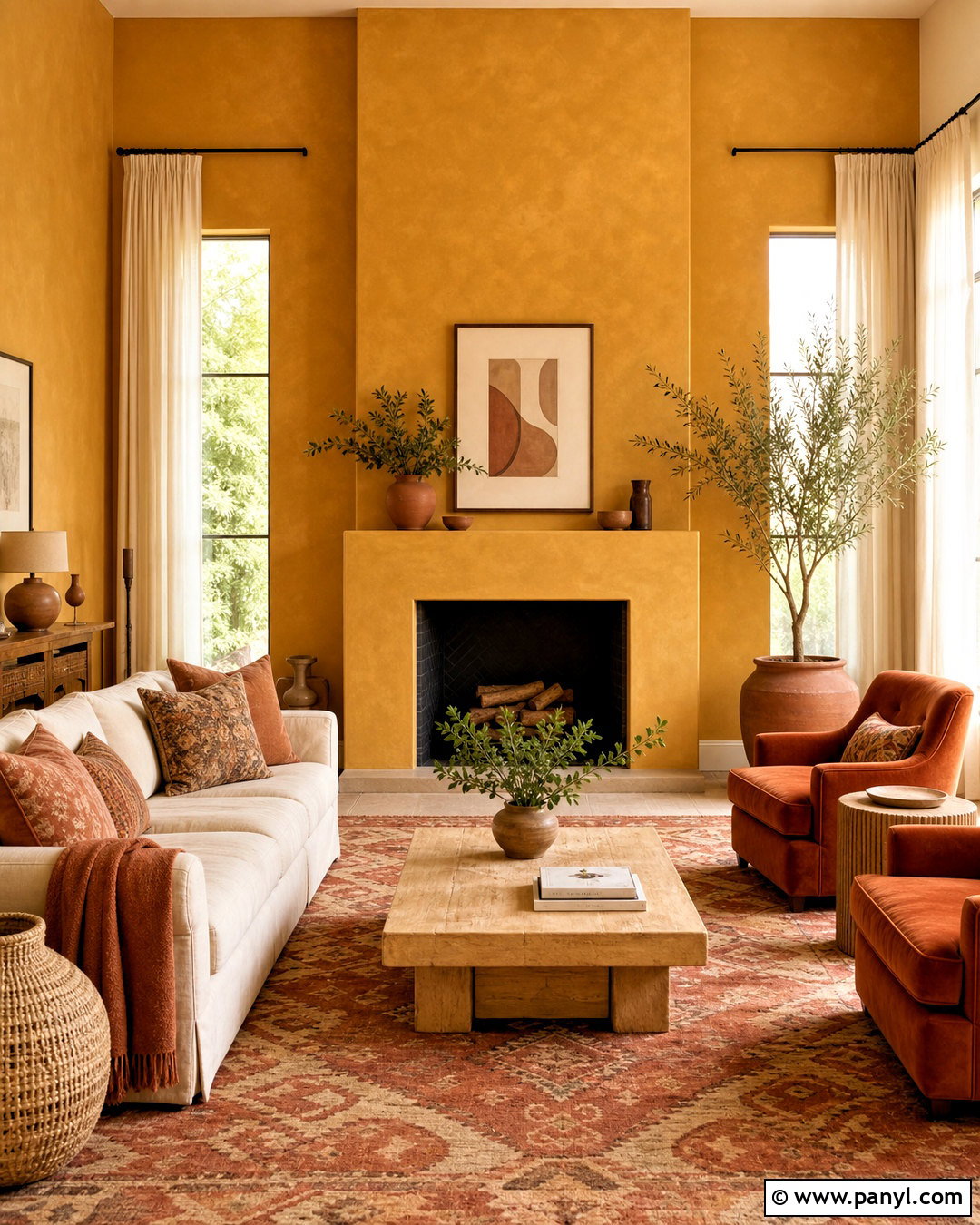 Gold Wall Paint With Terracotta Decor - 20 gold wall paint living room ideas