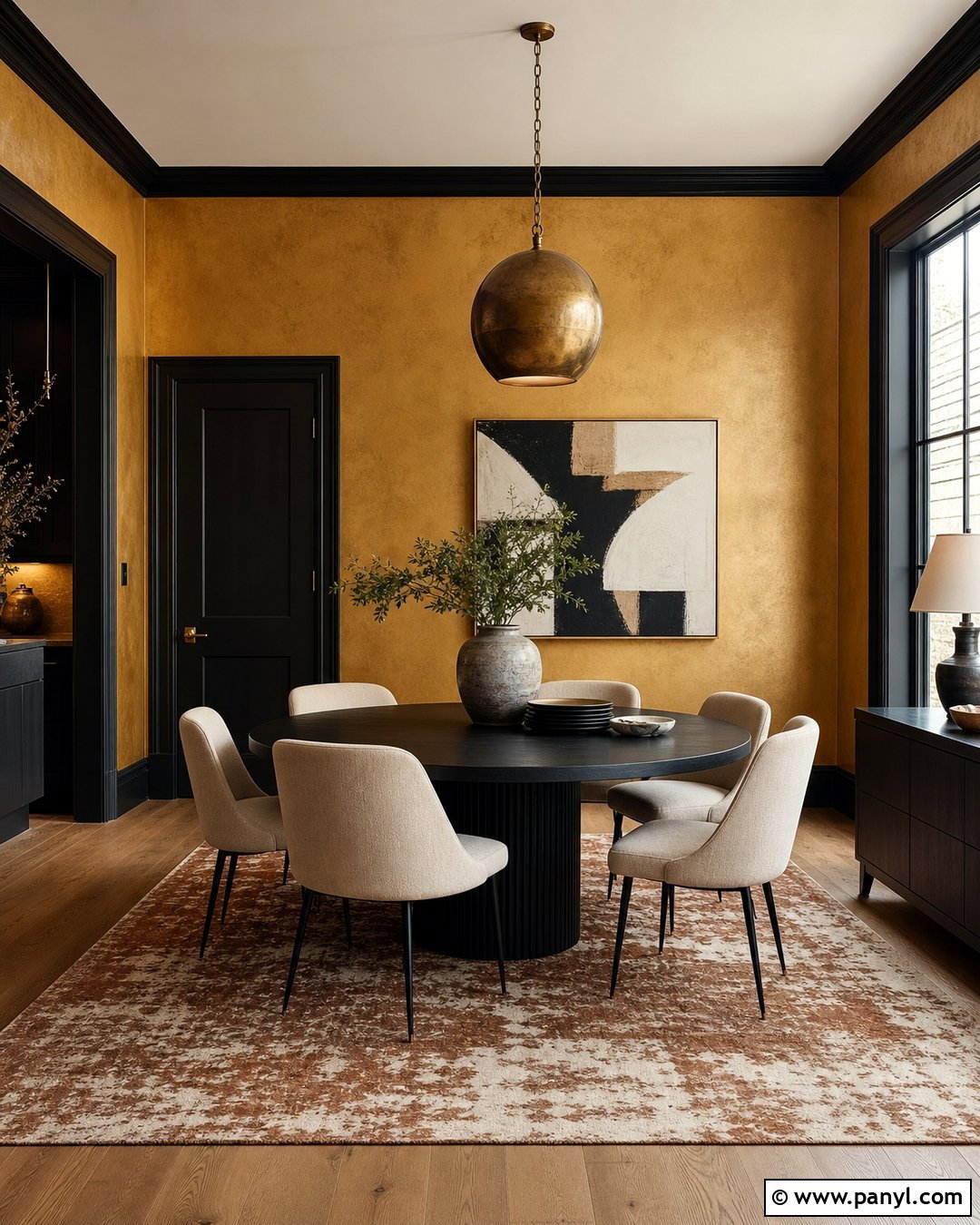 Gold Wall With Black Trim - 35 Gold Walls