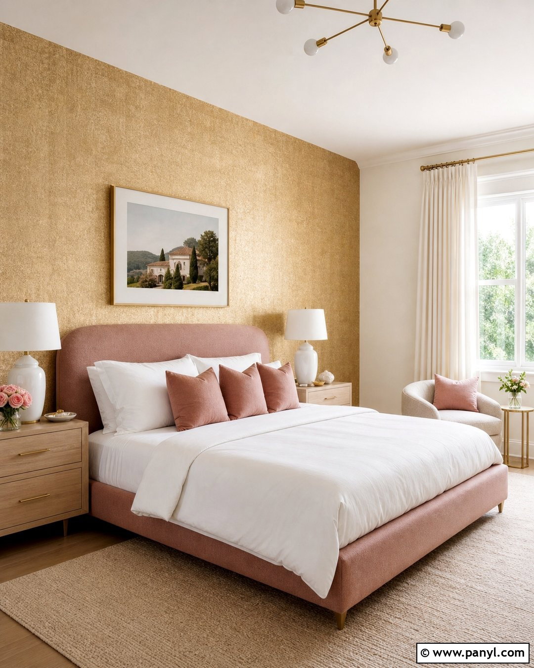 Gold Wall With Blush Pink - 35 Gold Walls