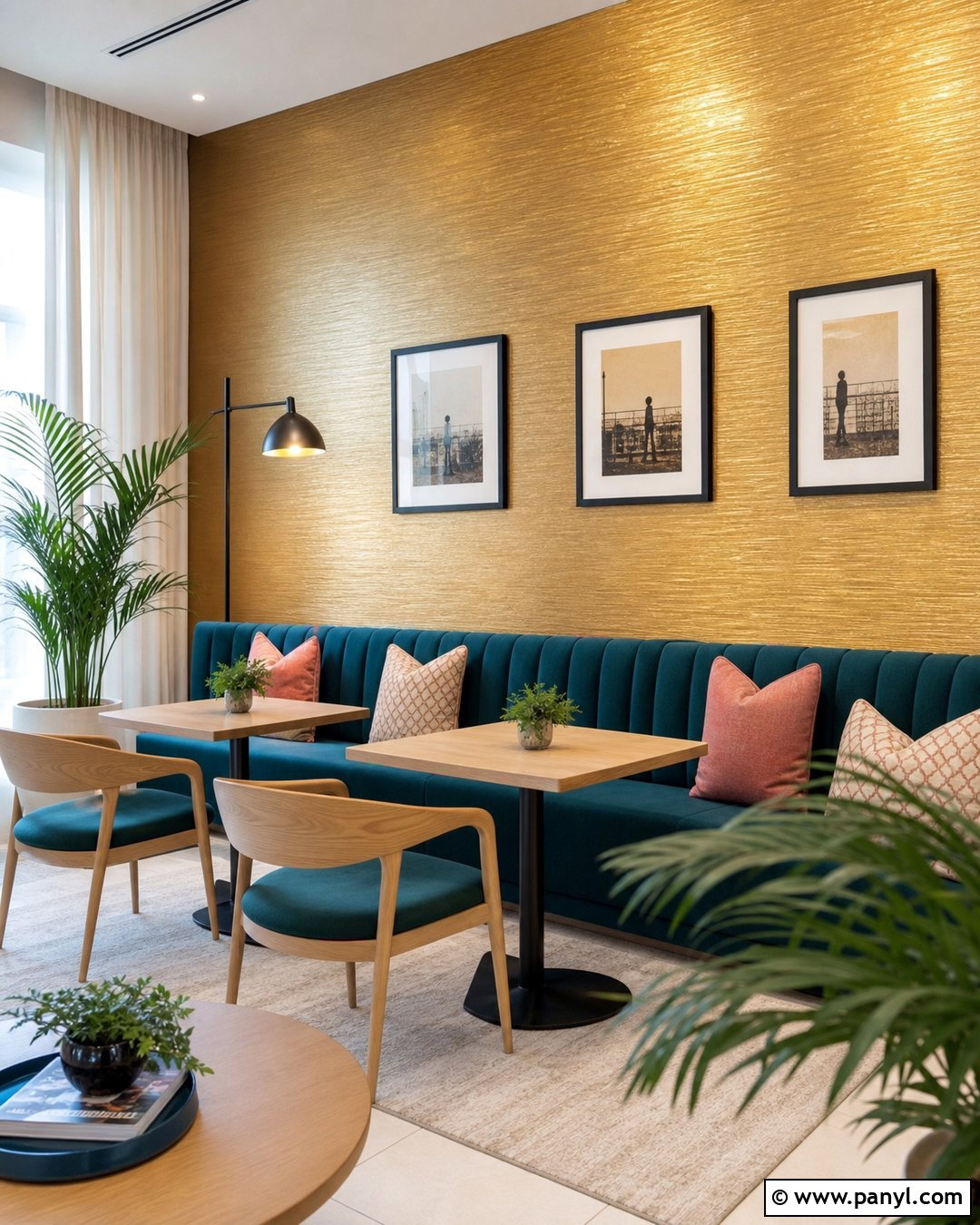 Gold Wall With Teal Decor - 35 Gold Walls