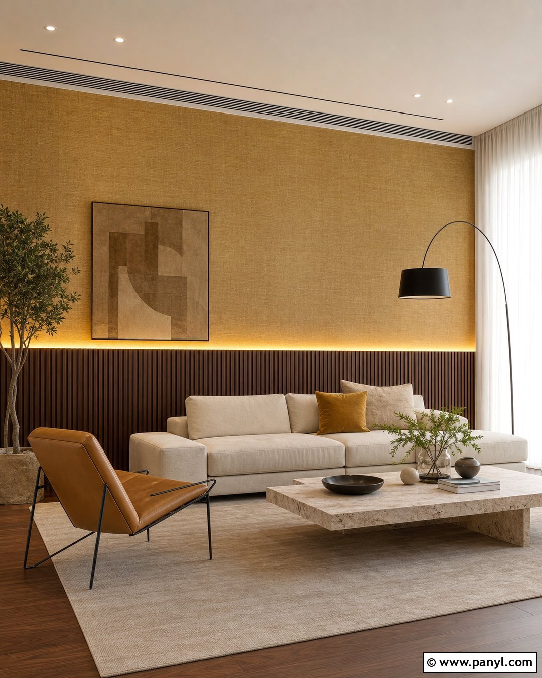 Gold Wall With Wood Paneling - 35 Gold Walls