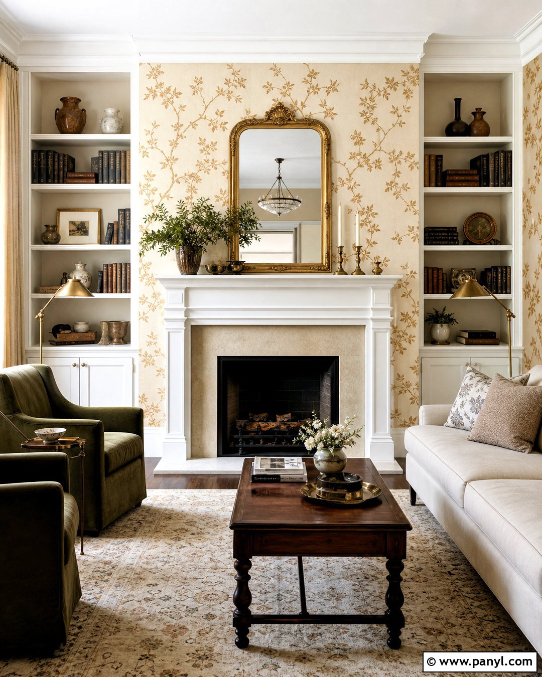 Gold Wallpaper Fireplace Living Room - 20 gold wallpaper living room ideas