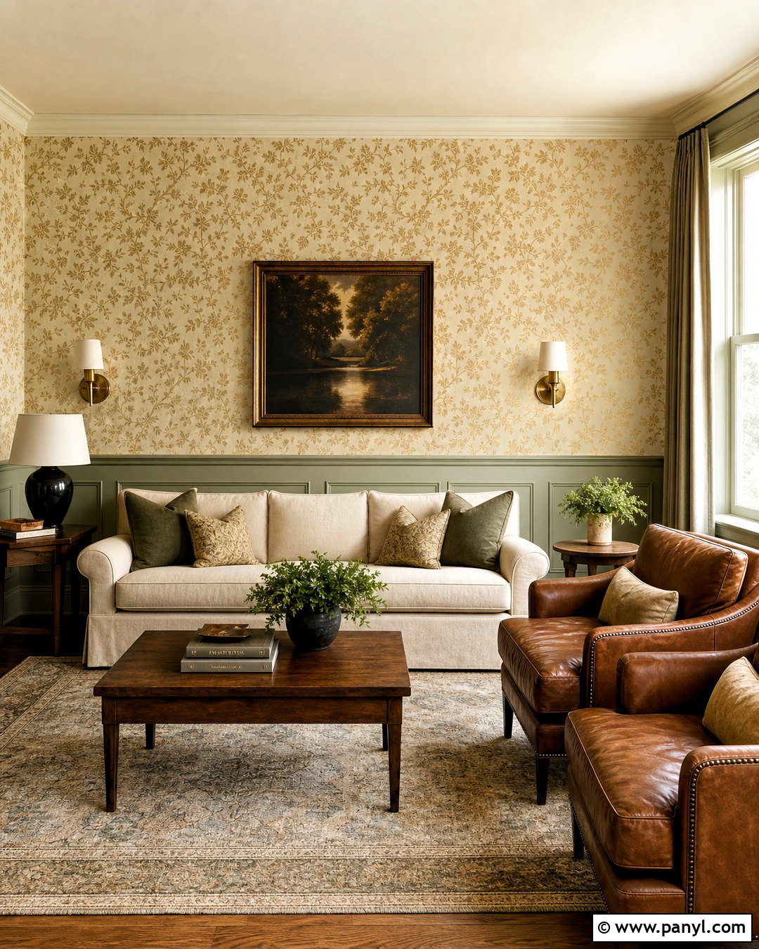 Gold Wallpaper With Wall Paneling - 20 gold wallpaper living room ideas