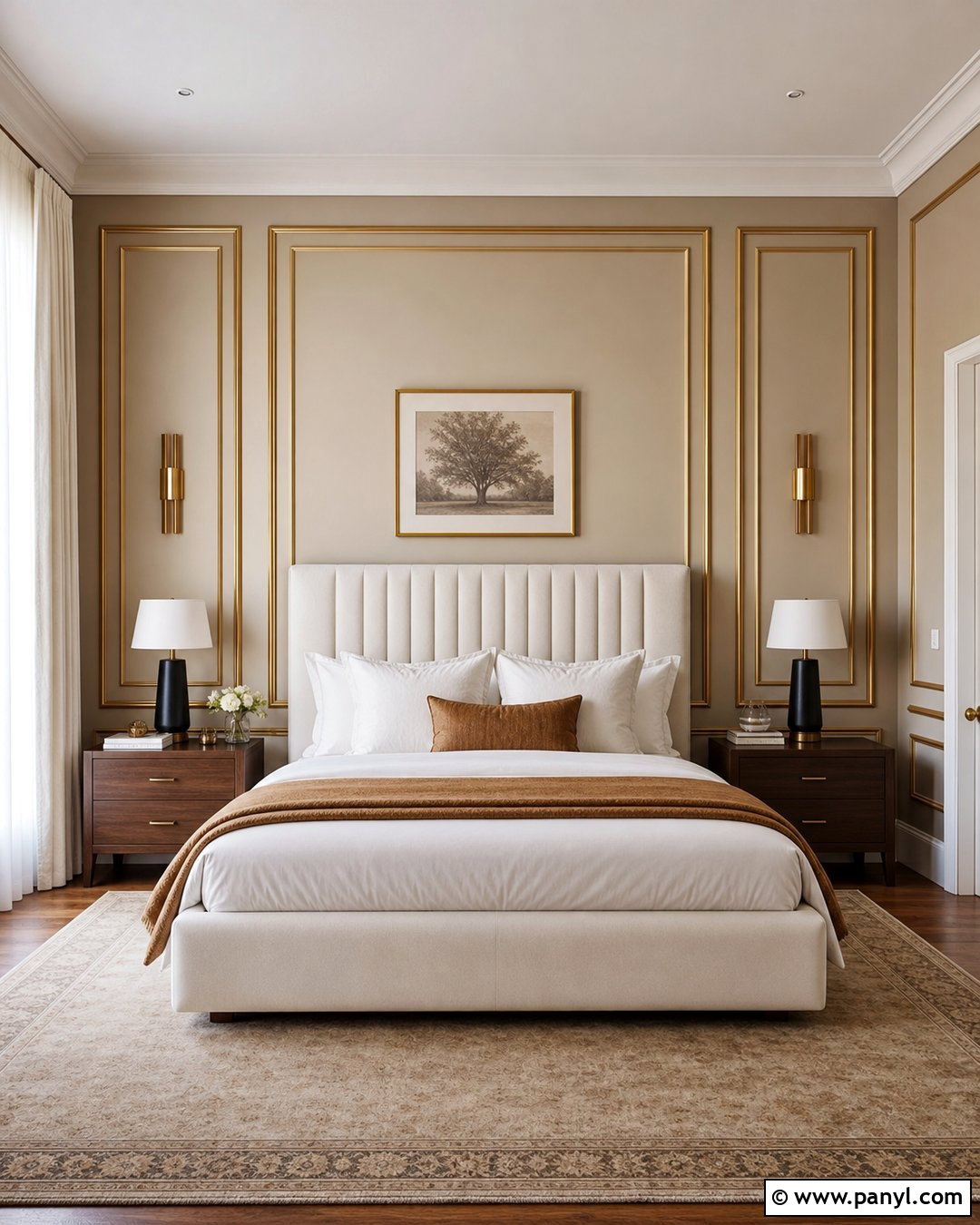 Golden Bedroom Molding Wall - 35 golden wall ideas