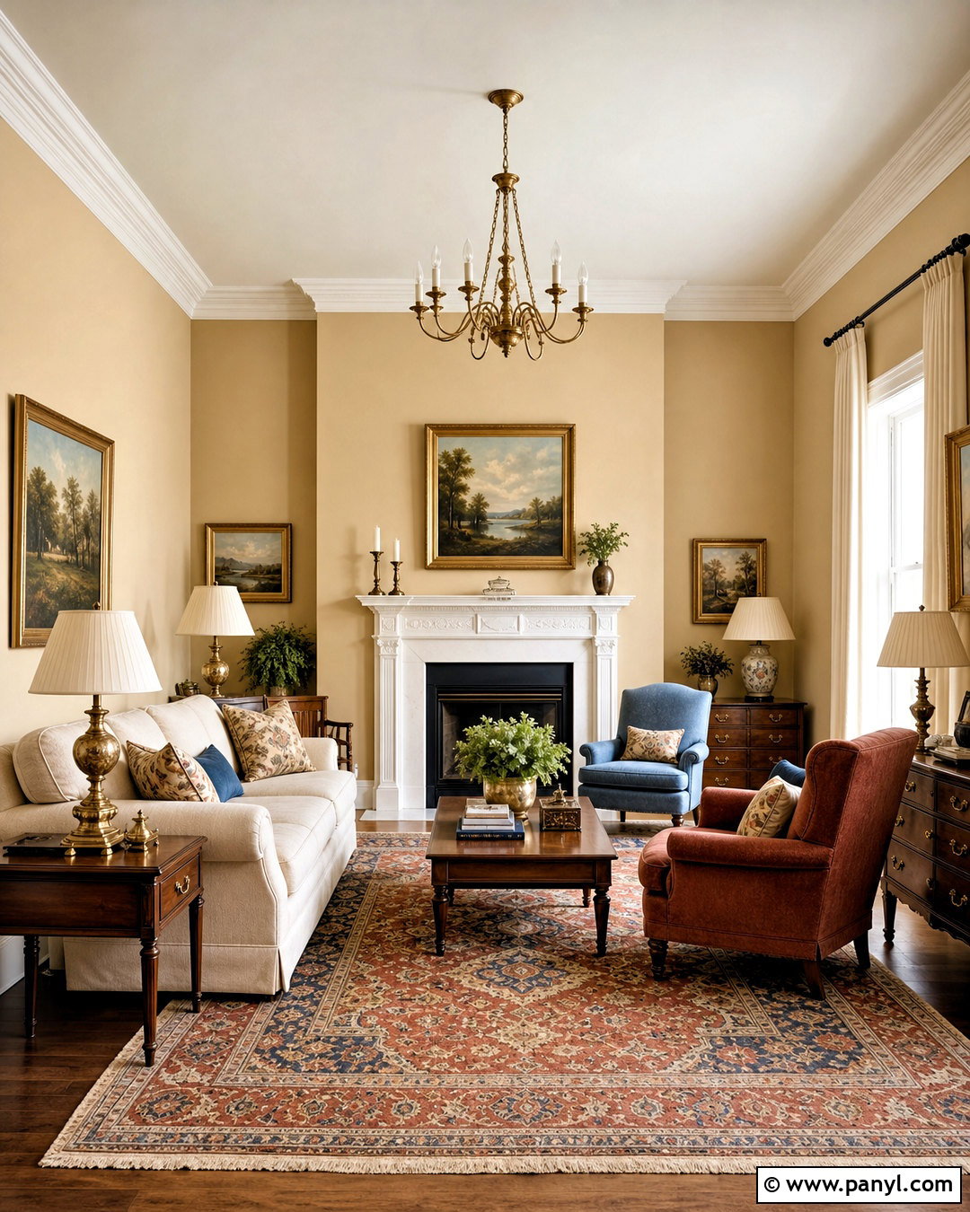 Golden Beige Traditional Living Room - 20 beige wall colors