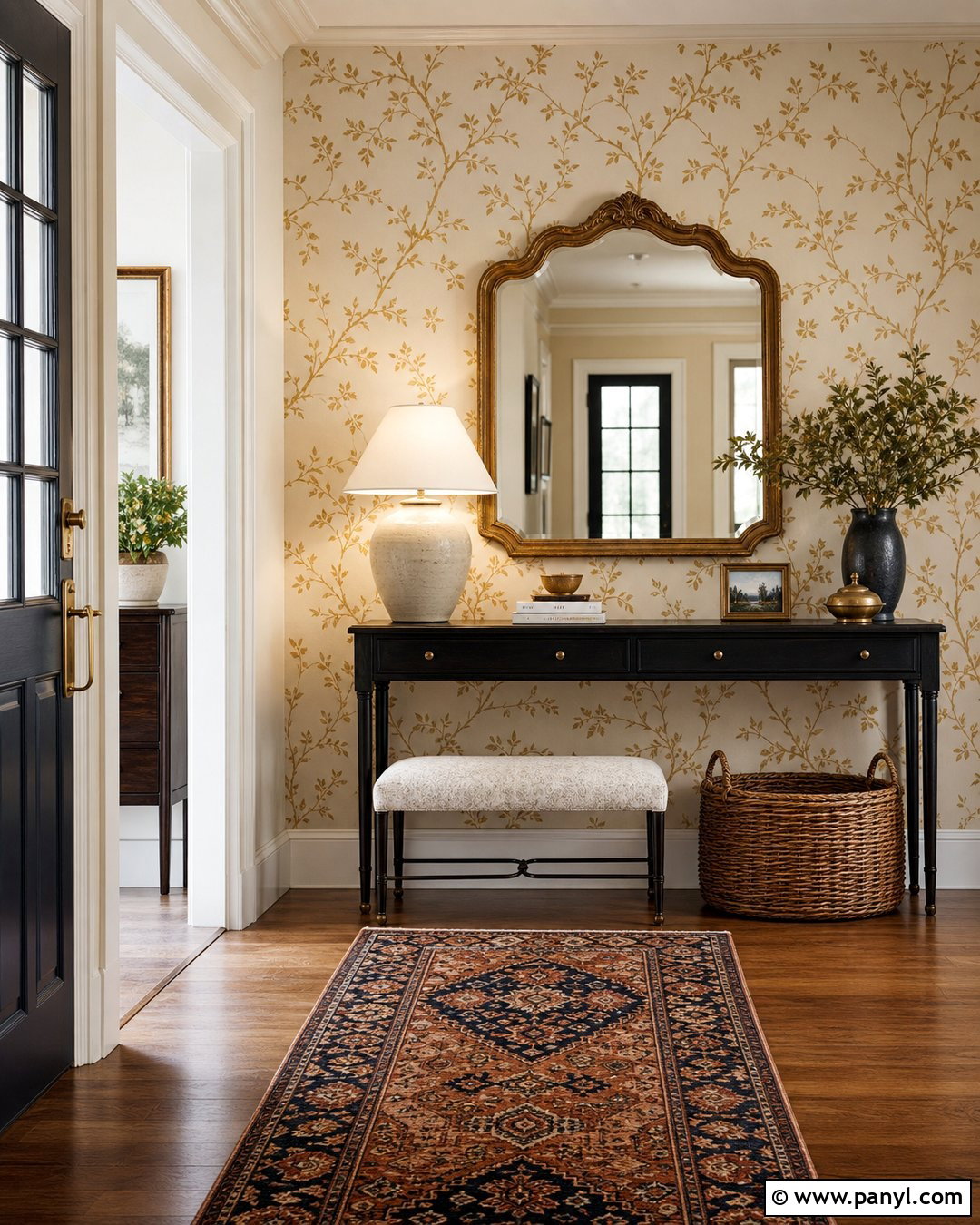 Golden Entryway Wallpaper Wall - 35 golden wall ideas