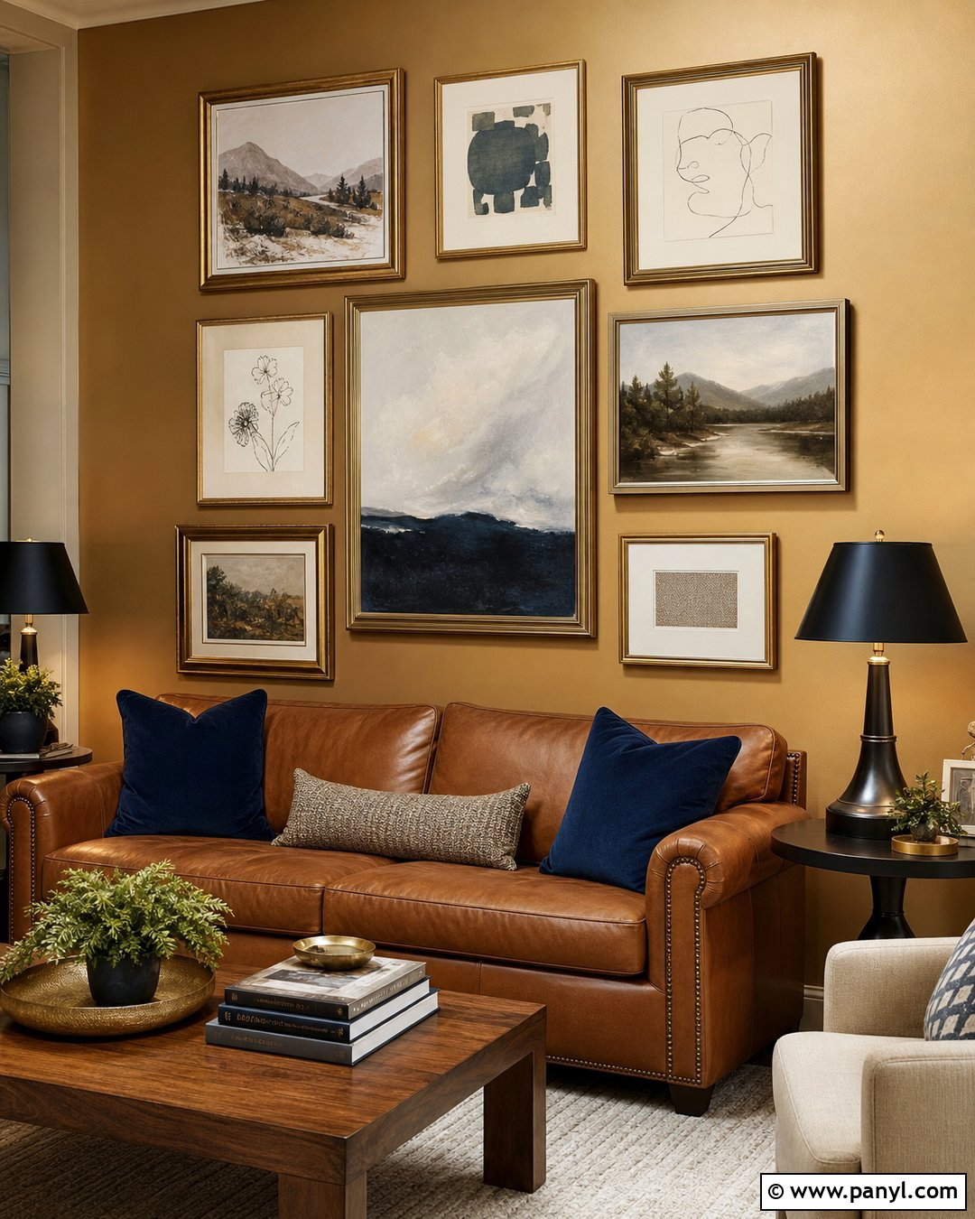 Golden Gallery Wall - 35 golden wall ideas