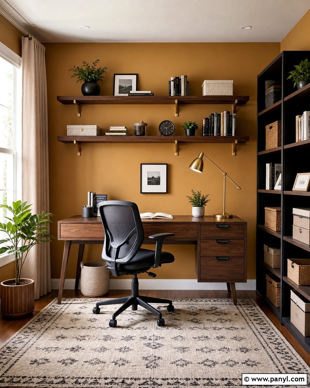 Golden Home Office Wall - 35 golden wall ideas