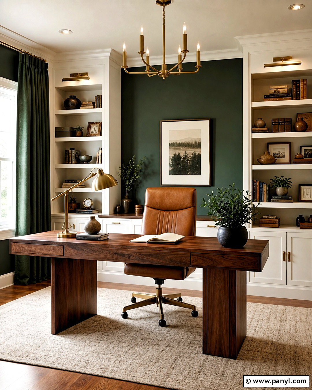 Golden Home Office - 20 golden interior design ideas