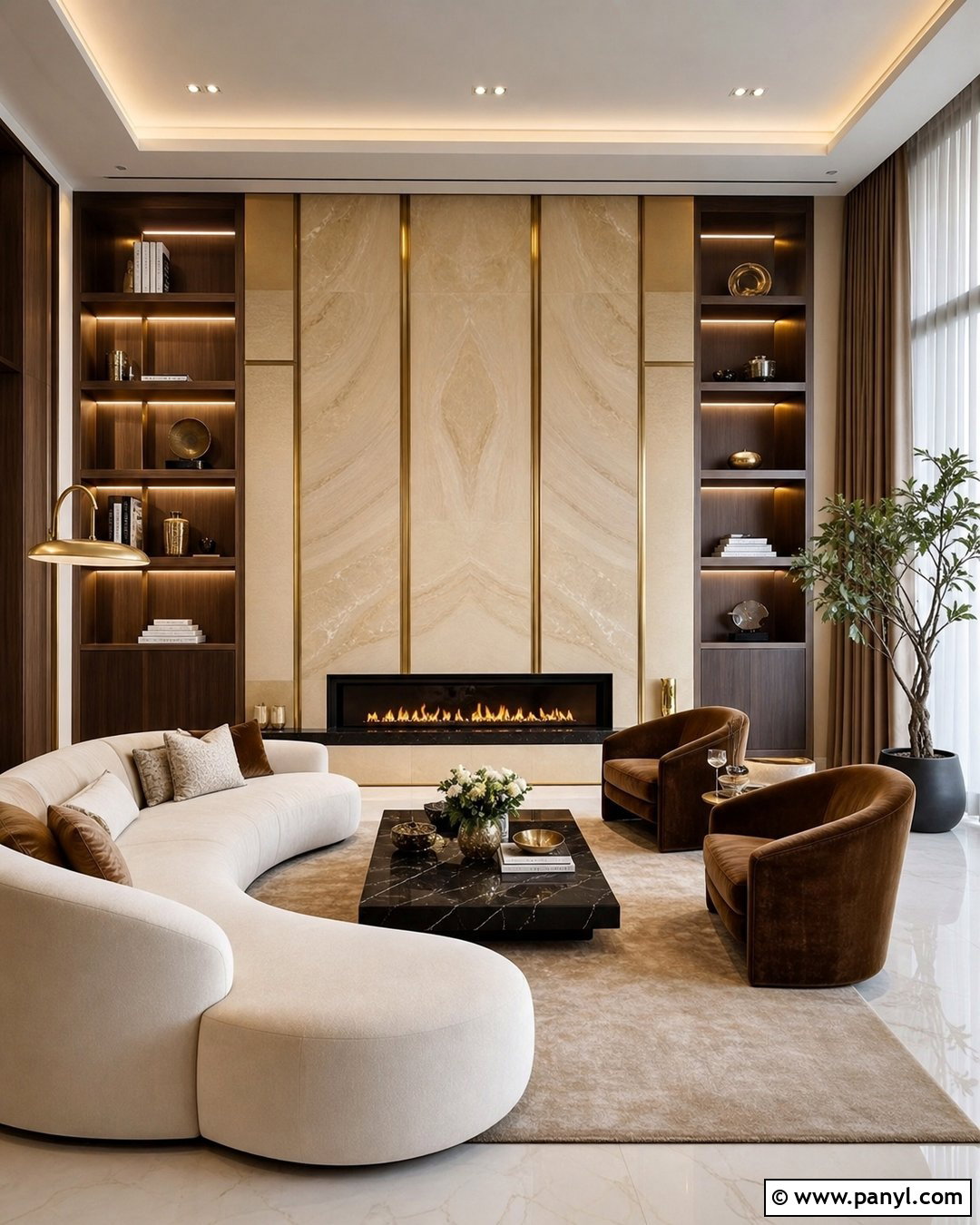 Golden Luxury Feature Wall - 35 golden wall ideas