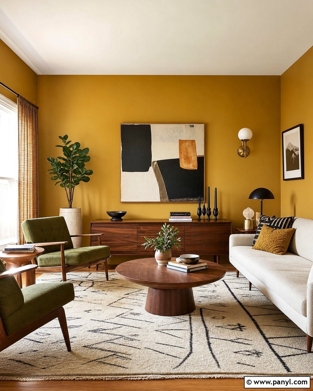 Golden Midcentury Wall - 35 golden wall ideas
