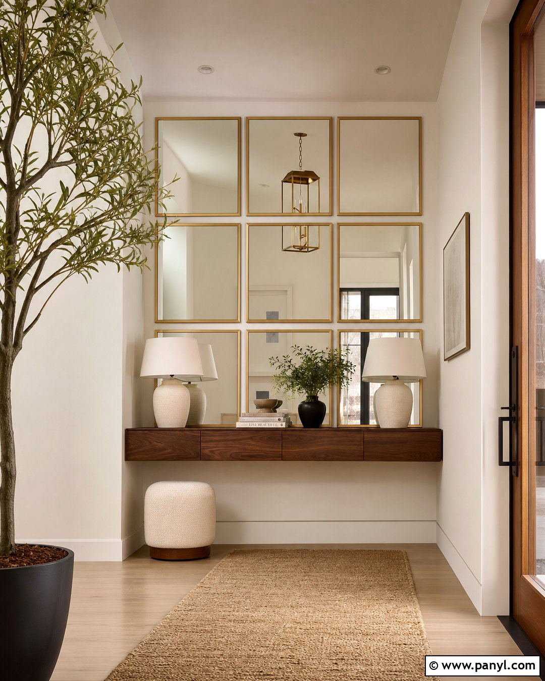 Golden Mirror Wall - 35 golden wall ideas