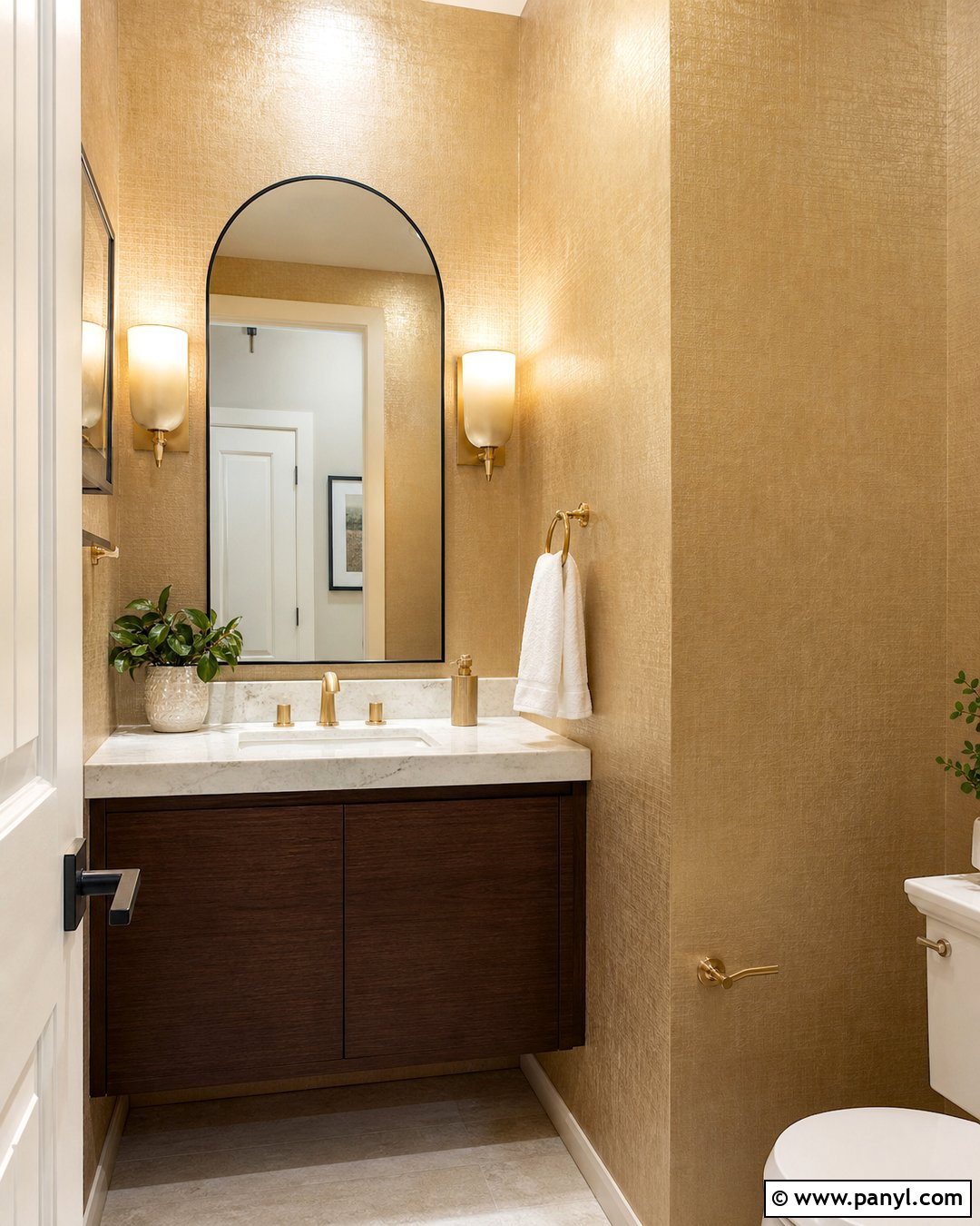 Golden Powder Room Wall - 35 golden wall ideas