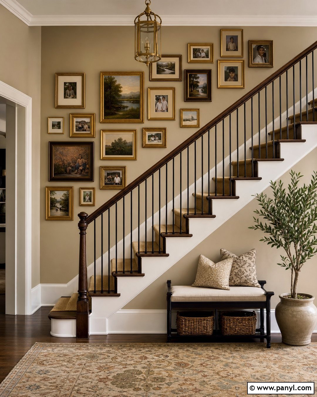 Golden Staircase Wall - 35 golden wall ideas