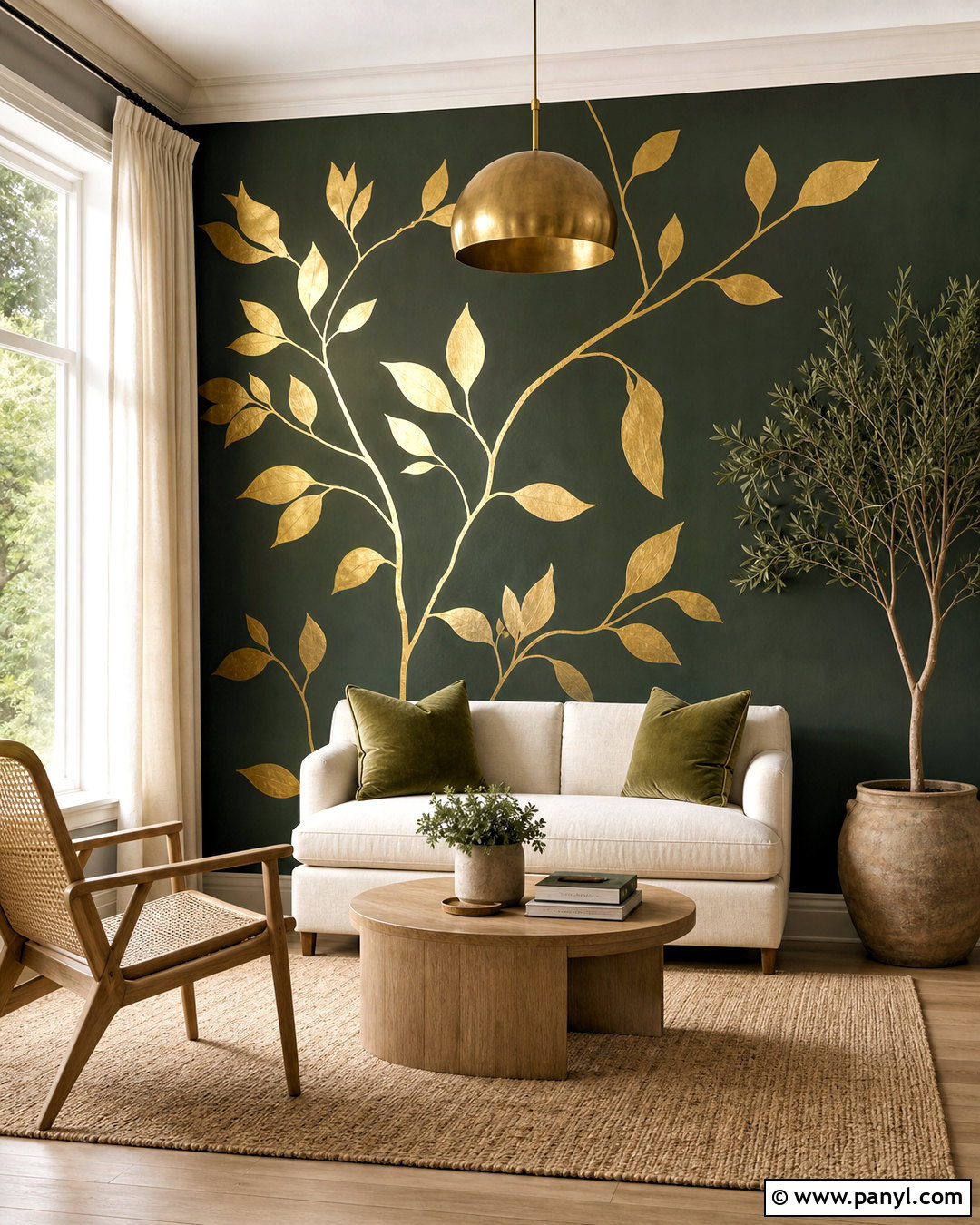 Golden Tape Botanical Wall - 20 golden tape wall design ideas