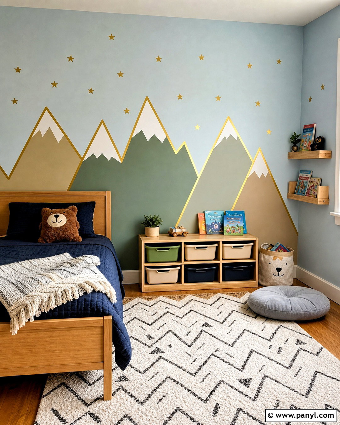 Golden Tape Mountain Kids Room Wall - 20 golden tape wall design ideas