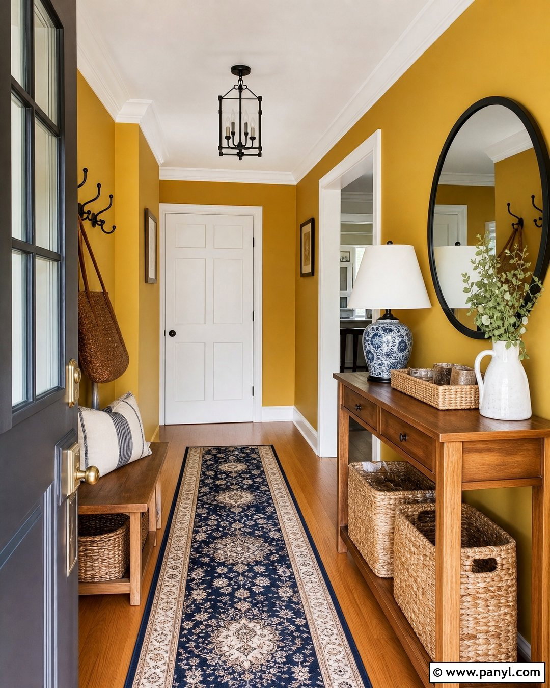 Golden Yellow Entryway With White Trim - 20 Golden Yellow Walls