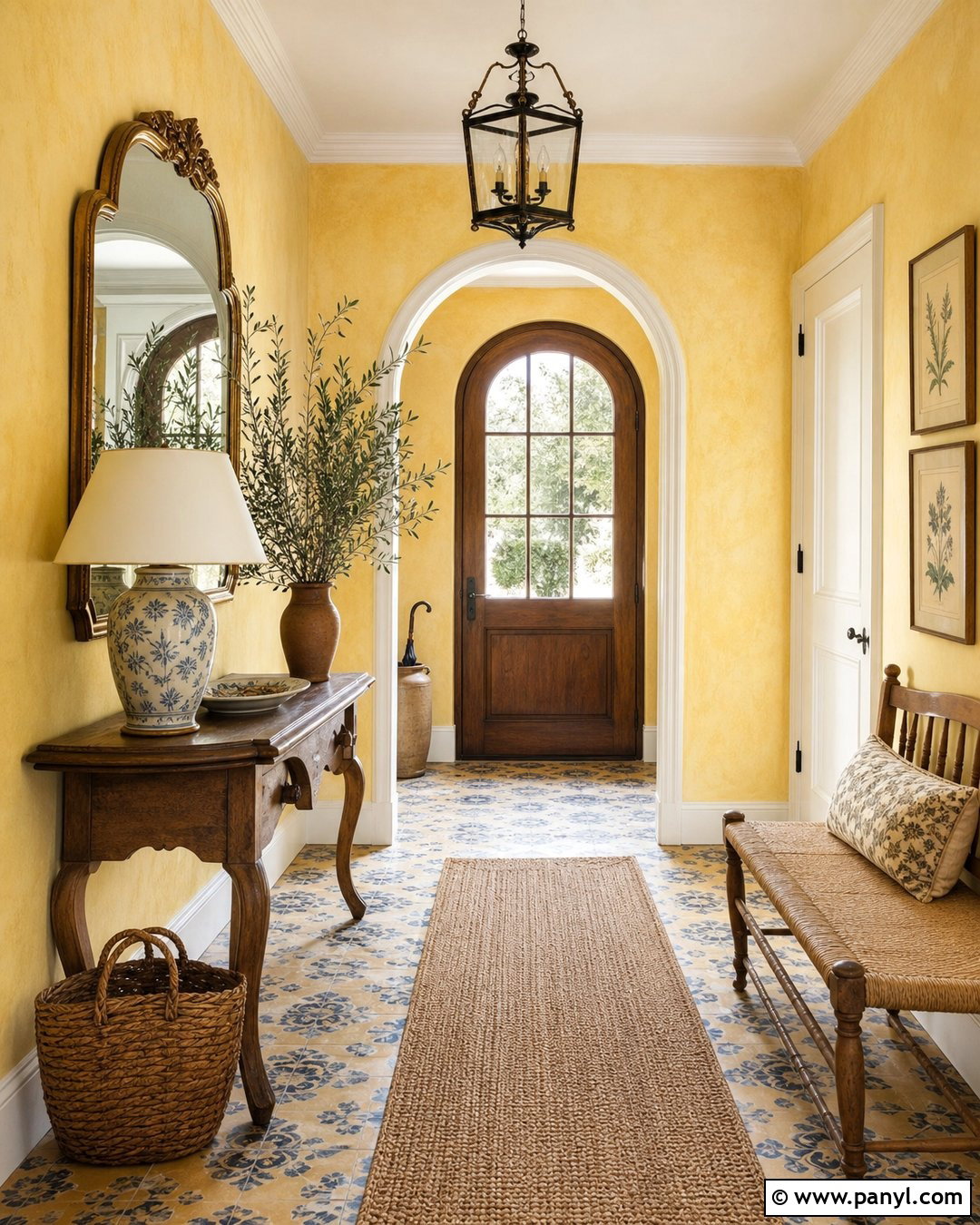 Golden Yellow French Country Entryway - 20 French Country Yellow Walls