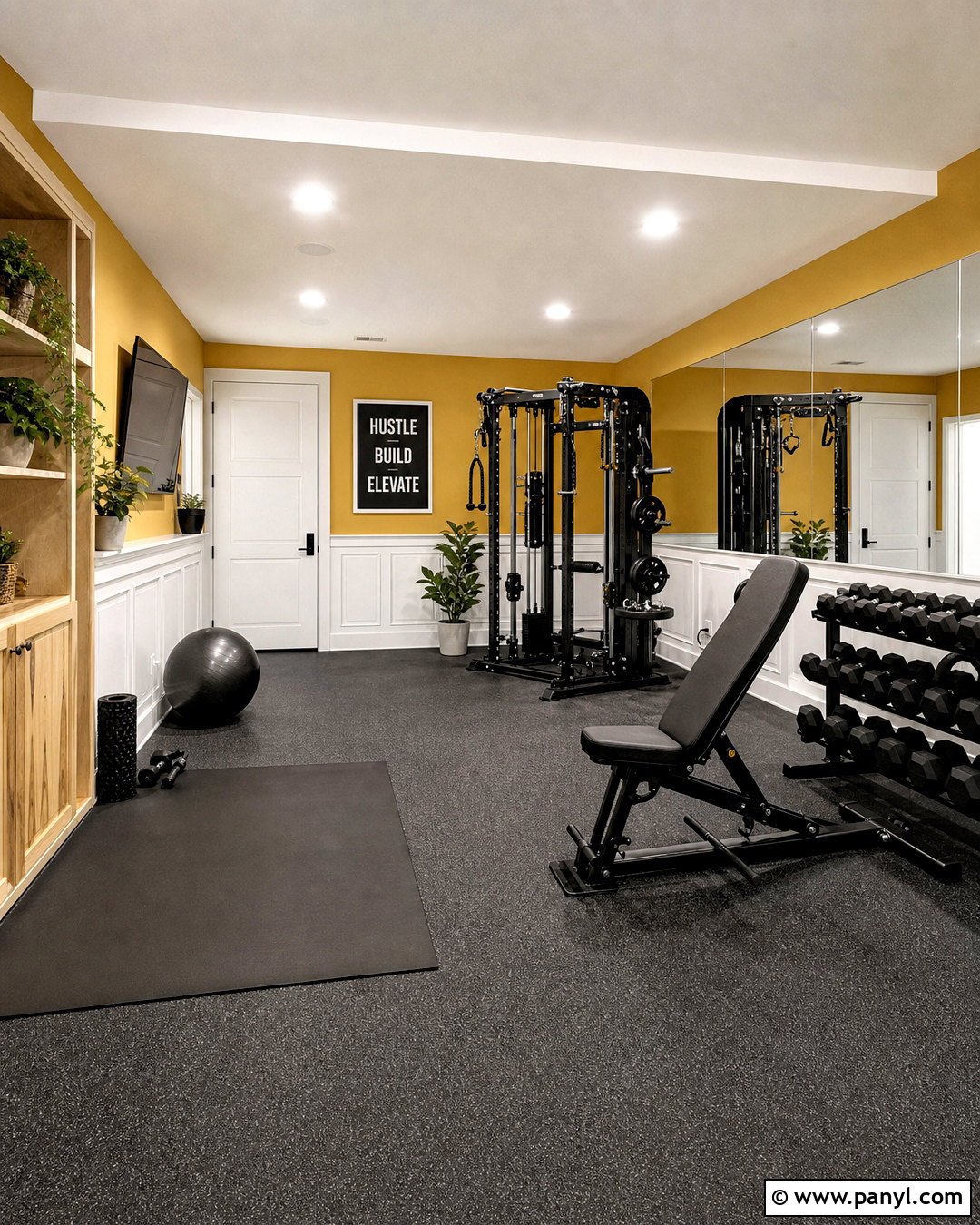 Golden Yellow Home Gym - 20 gym colors ideas