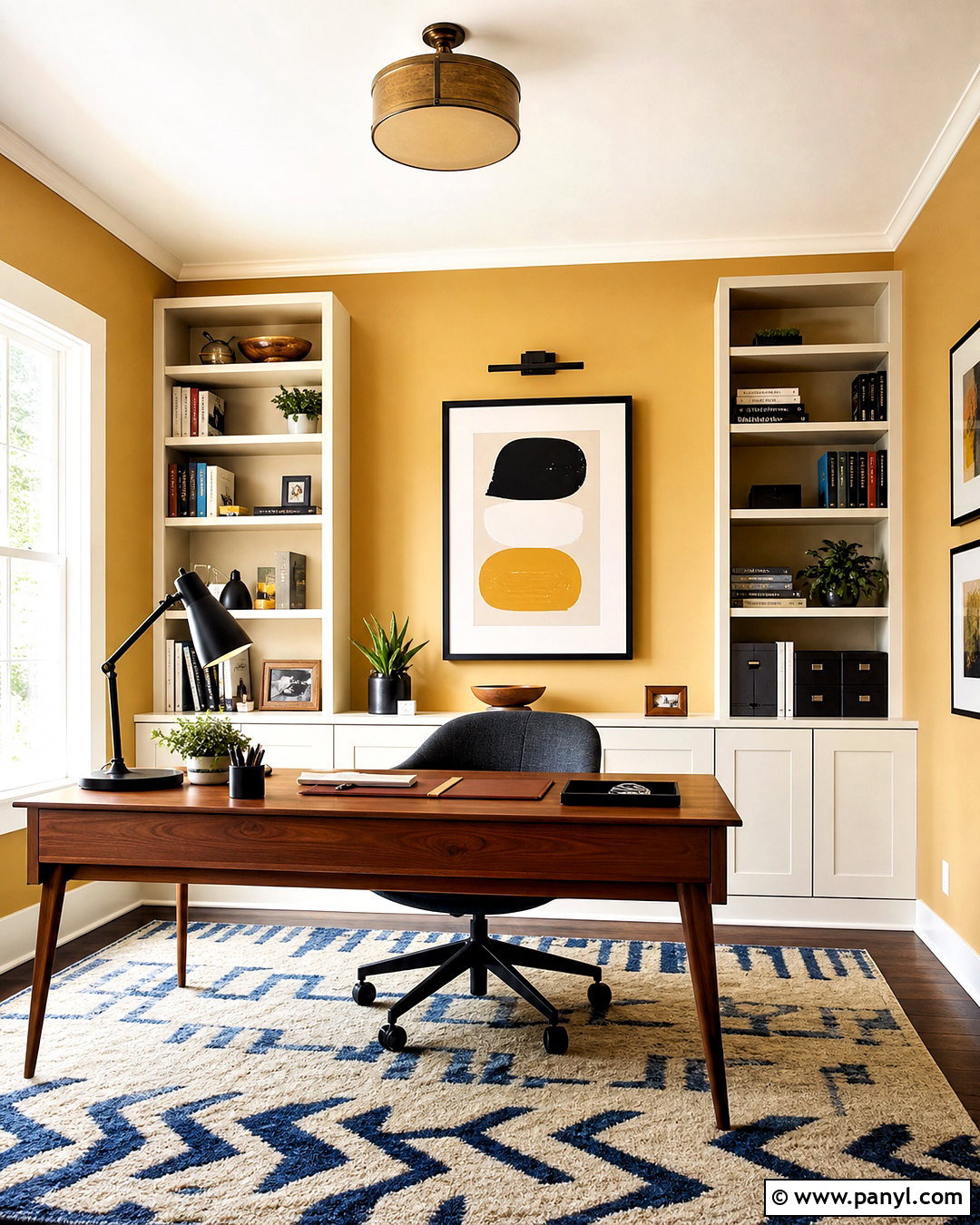 Golden Yellow Home Office - 20 yellow painted rooms