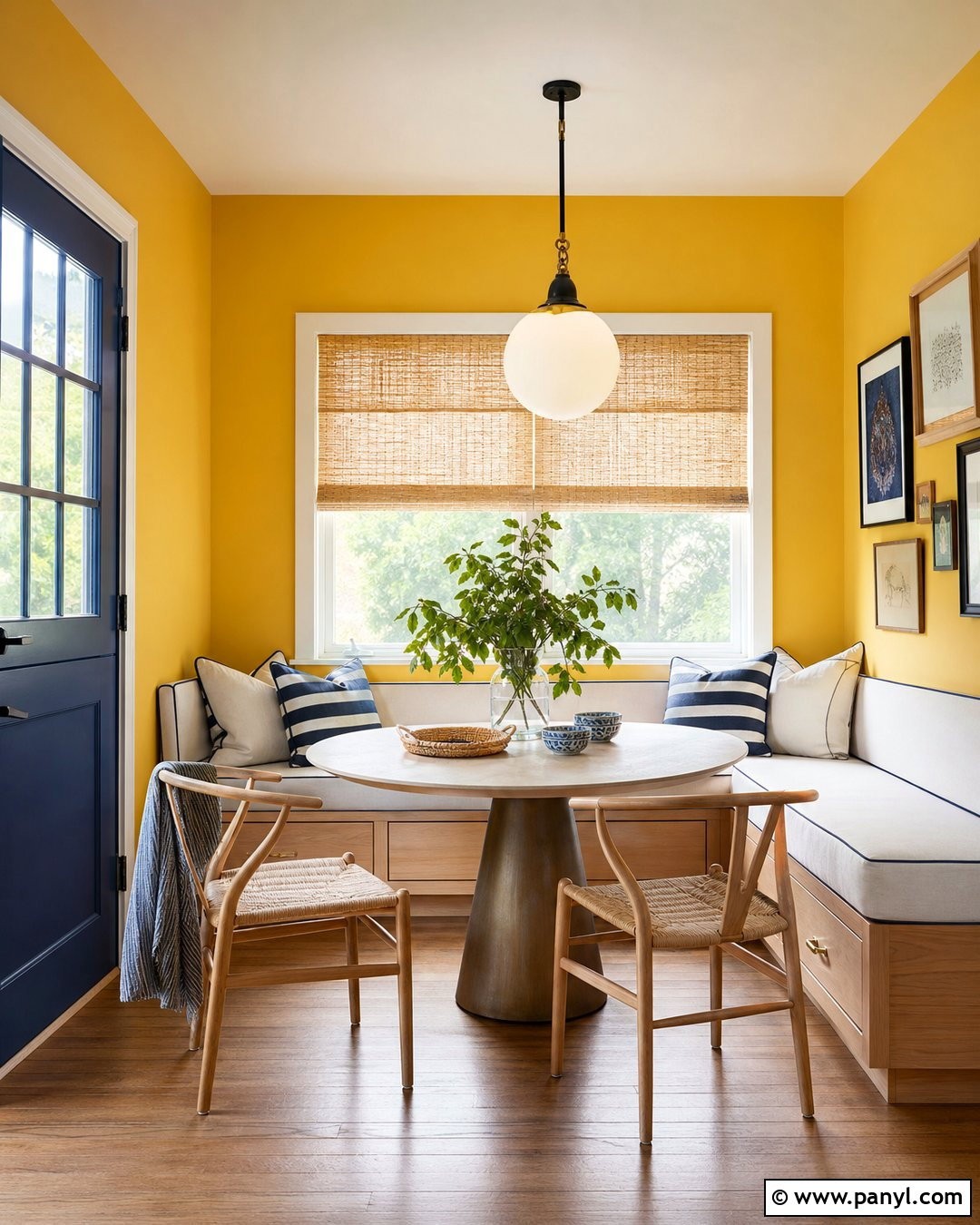 Golden Yellow Kitchen Nook With Banquette Seating - 20 Golden Yellow Walls