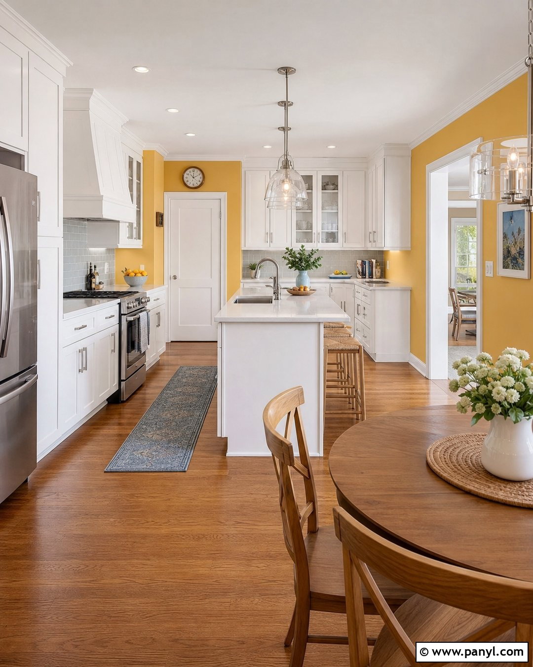 Golden Yellow Kitchen With White Cabinets - 20 Golden Yellow Walls