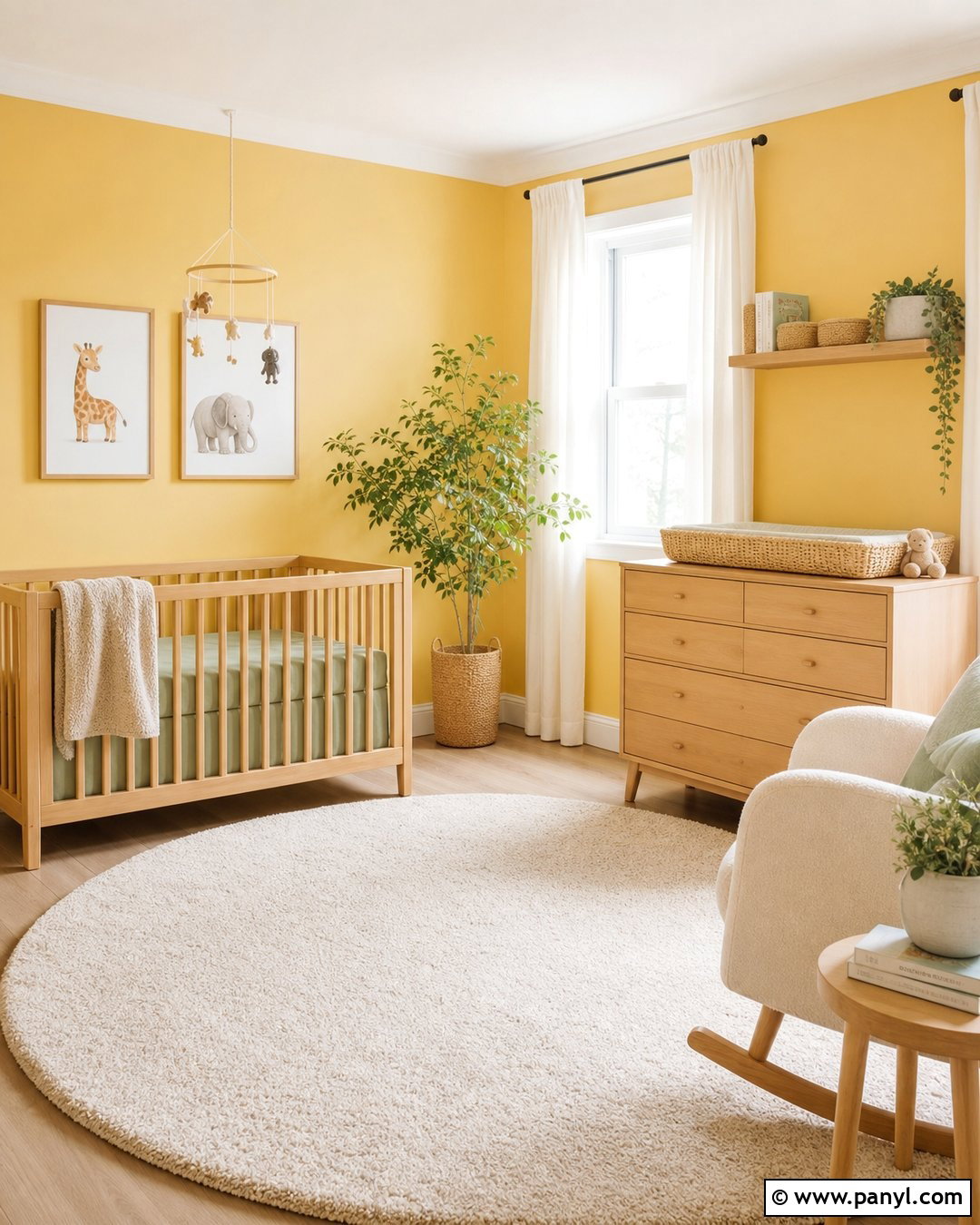 Golden Yellow Nursery With Natural Wood Furniture - 20 Golden Yellow Walls