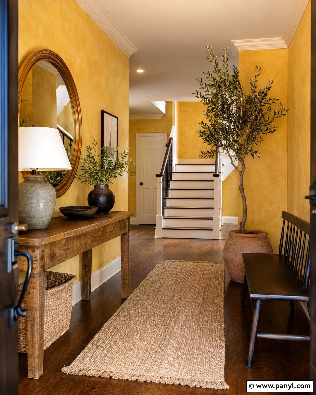 Golden Yellow Plaster Entryway - 20 Yellow Plaster Walls