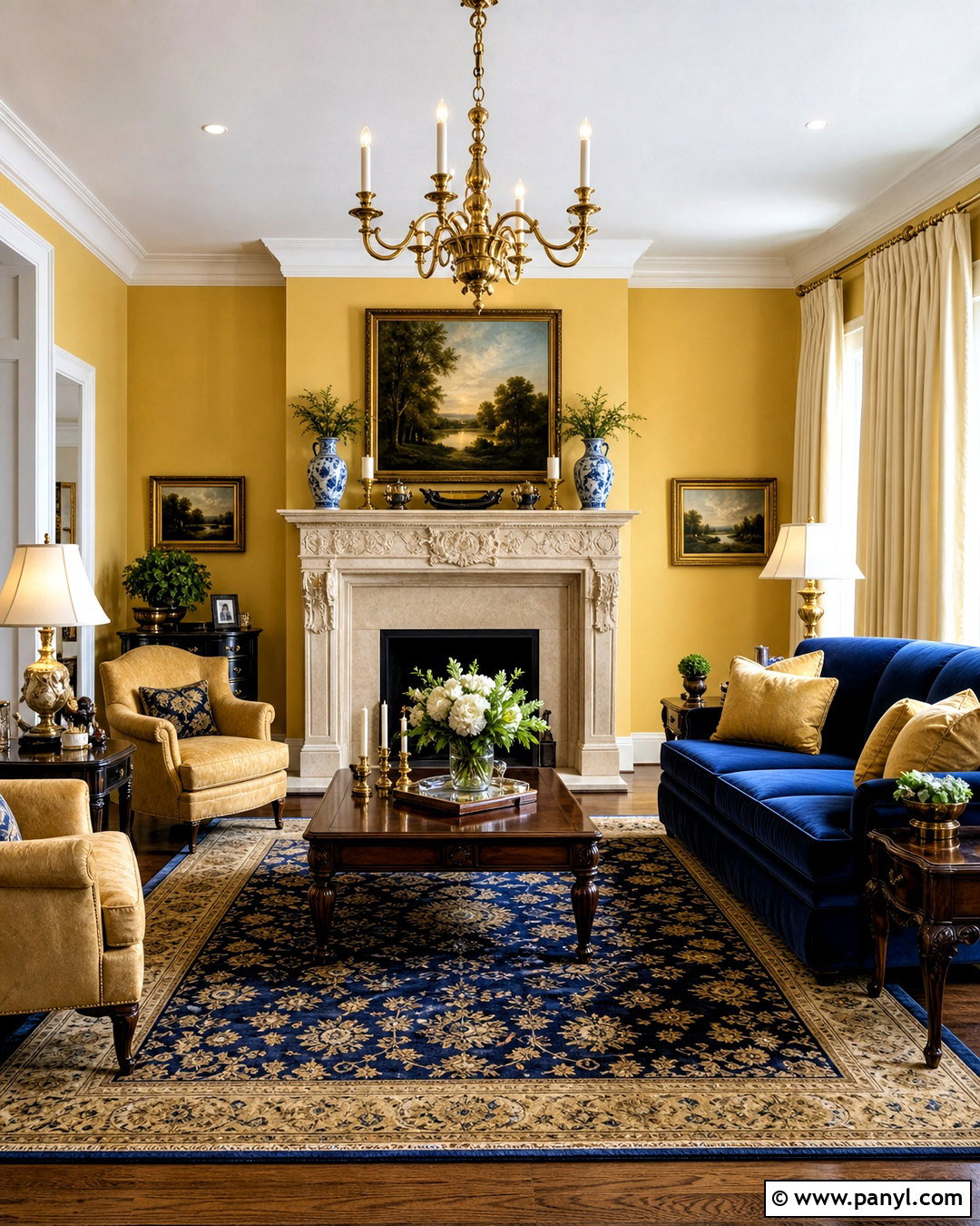 Golden Yellow Wall Living Room - 20 yellow wall living room ideas