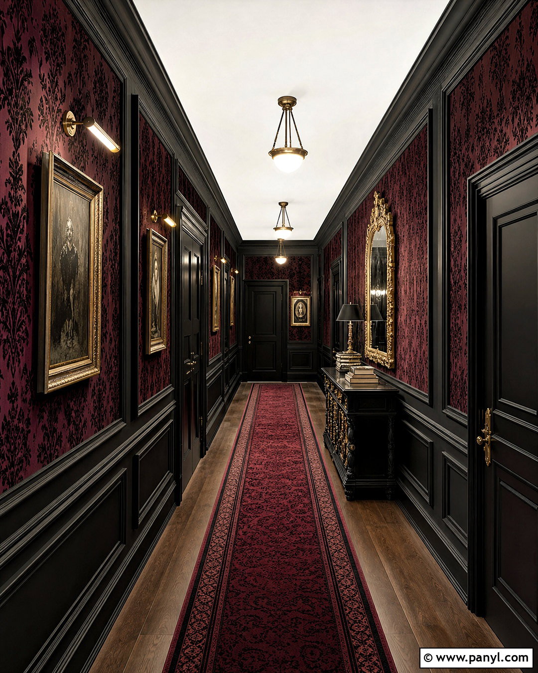 Gothic Damask Wallpaper Hallway Panels - 20 gothic damask pattern wallpaper ideas