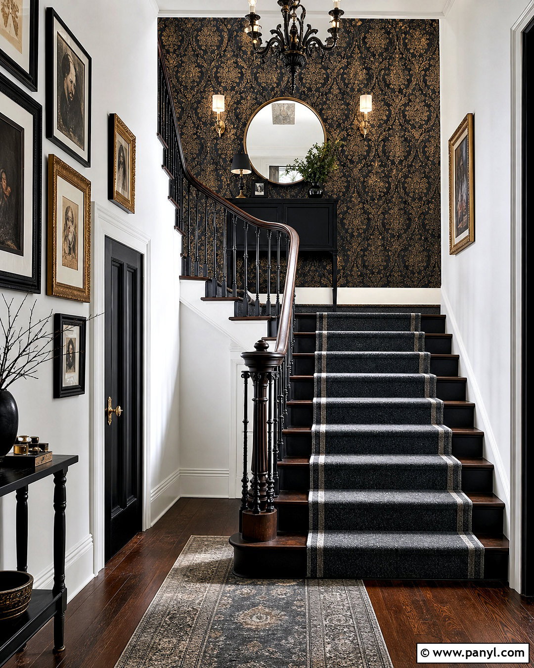 Gothic Damask Wallpaper Staircase - 20 gothic damask pattern wallpaper ideas
