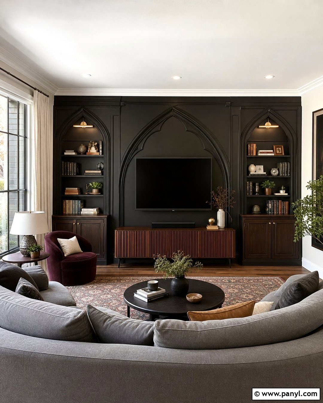 Gothic Living Room TV Wall - 30 Gothic Walls