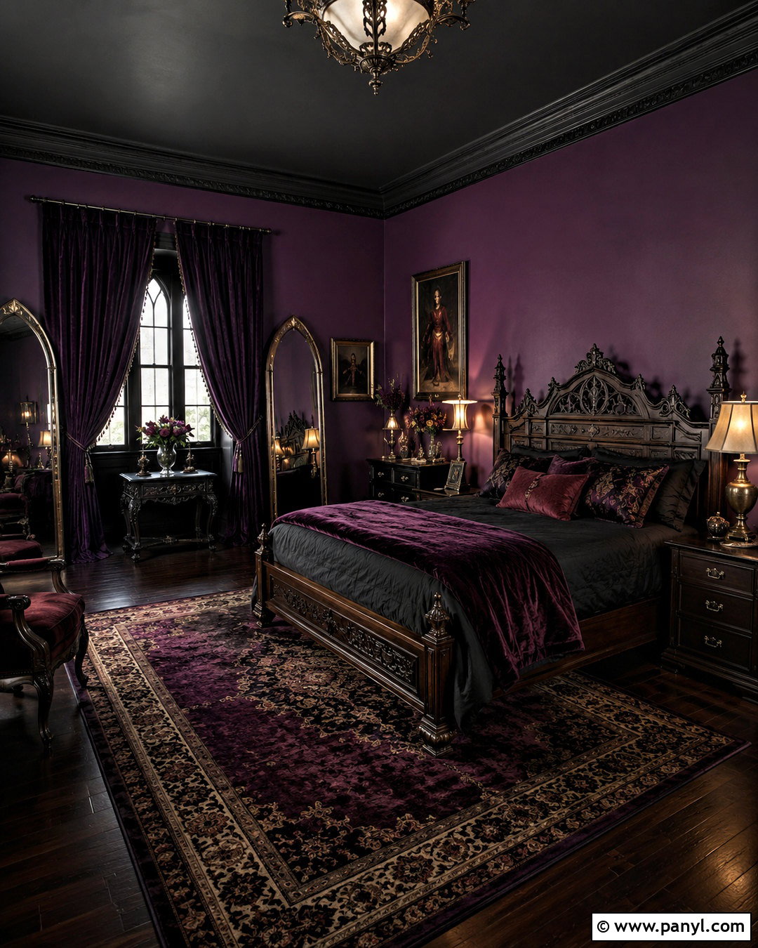 Gothic Purple Bedroom - 20 moody purple bedroom ideas